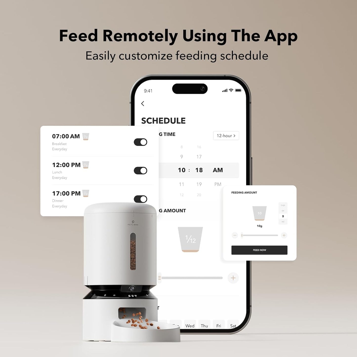 PETLIBRO Granary Camera Monitoring Feeder - 5L Automatic Cat Feeder with Camera, 1080P Night Vision, 5G WiFi 2-Way Audio, Low Food Sensor, Motion & Sound Alerts for Cat & Dog Single Tray