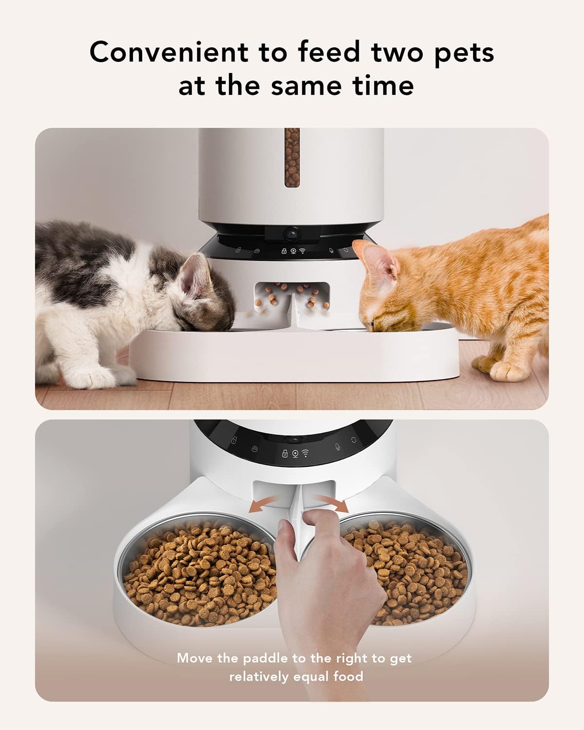 PETLIBRO 5L Automatic Cat Feeder with Camera for 2 Cats, Granary Camera Dual Food Tray, 1080P HD Video Night Vision, 5G WiFi Pet Feeder Pet Camera with Phone APP 2 Way Audio, Low Food & Motion & Sound Alerts for Cat & Dog Dual Tray