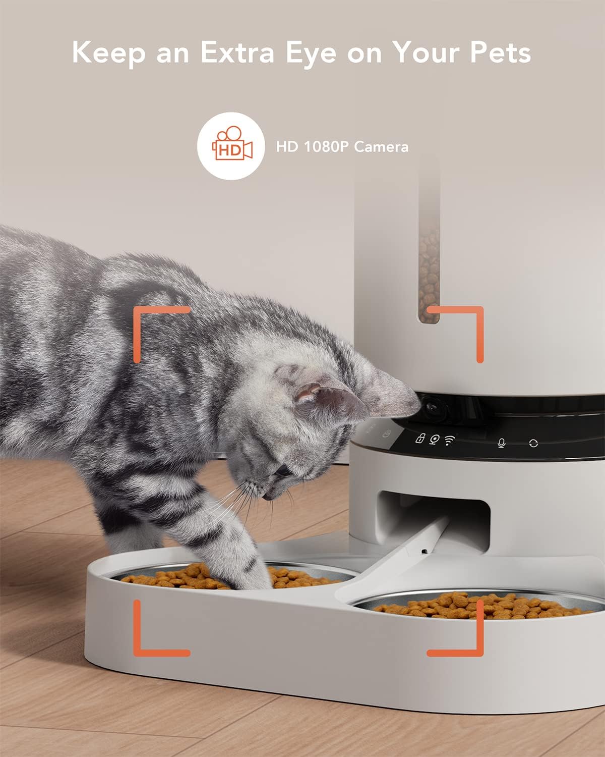 PETLIBRO 5L Automatic Cat Feeder with Camera for 2 Cats, Granary Camera Dual Food Tray, 1080P HD Video Night Vision, 5G WiFi Pet Feeder Pet Camera with Phone APP 2 Way Audio, Low Food & Motion & Sound Alerts for Cat & Dog Dual Tray