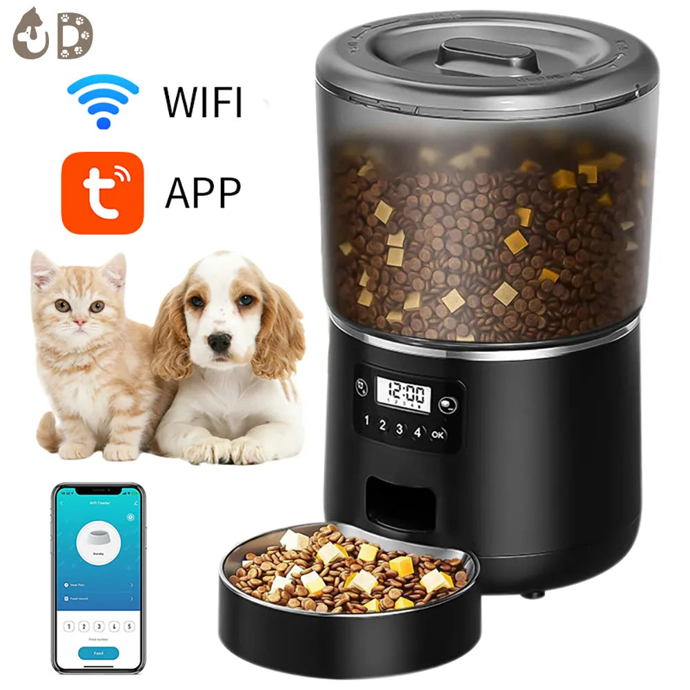 4L Automatic Cat Feeder - Pet Smart Cat Food Kibble Dispenser Timer Stainless Steel Bowl Auto Feeder For Cats Dog Accessories