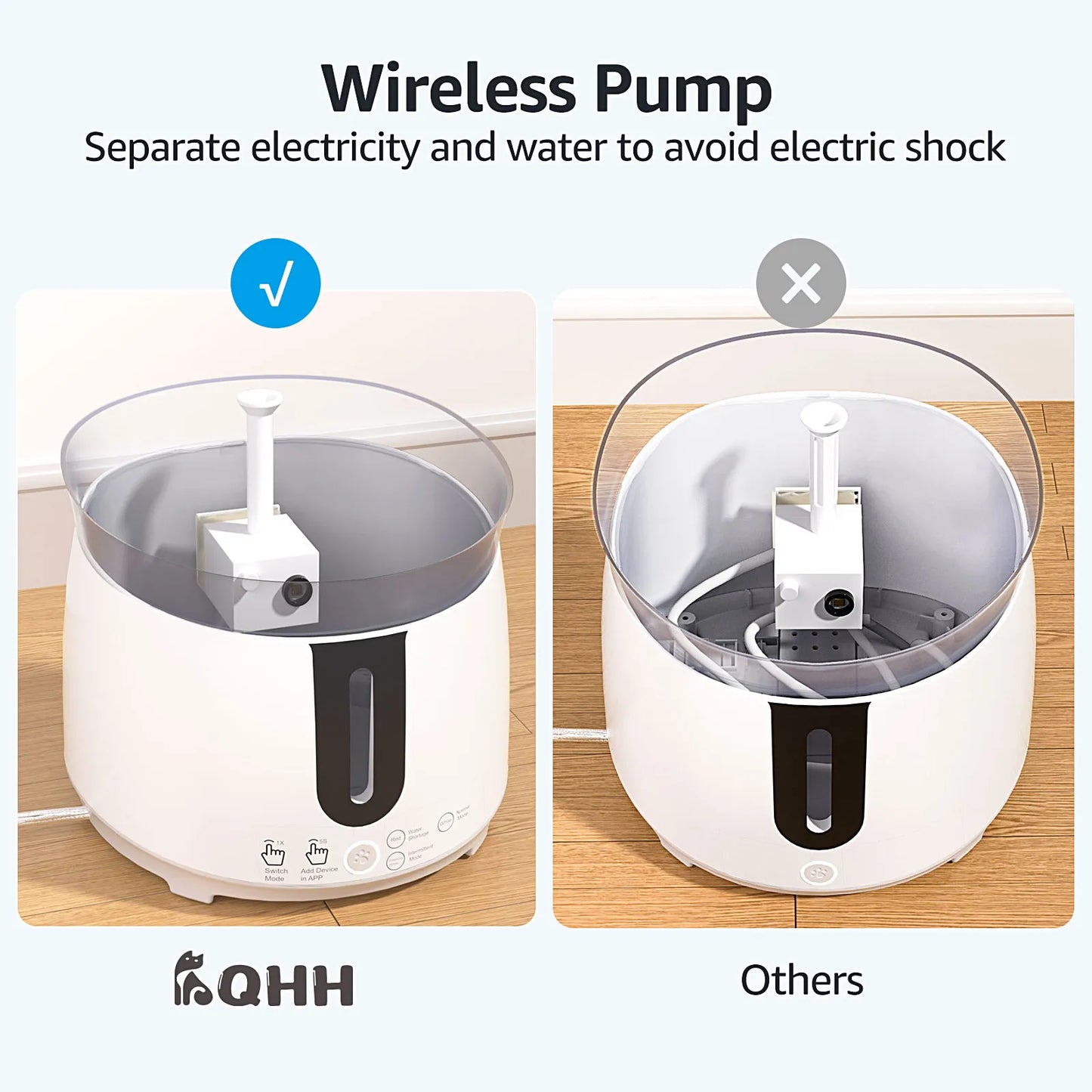 2L Cat Water Fountain - Auto Filter Wireless Smart Pet Cat Drinker Bowl 2L Recirculate Filtring Drinker for Cats pet Water Dispenser