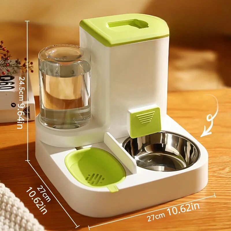 1L Water capacity + 2.2L Food storage capacity - Cat Bowl Automatic Feeder Large Capacity Food Storage Box with Water Dispenser Pets Food Container Feeder for Cats Feeding Bowls