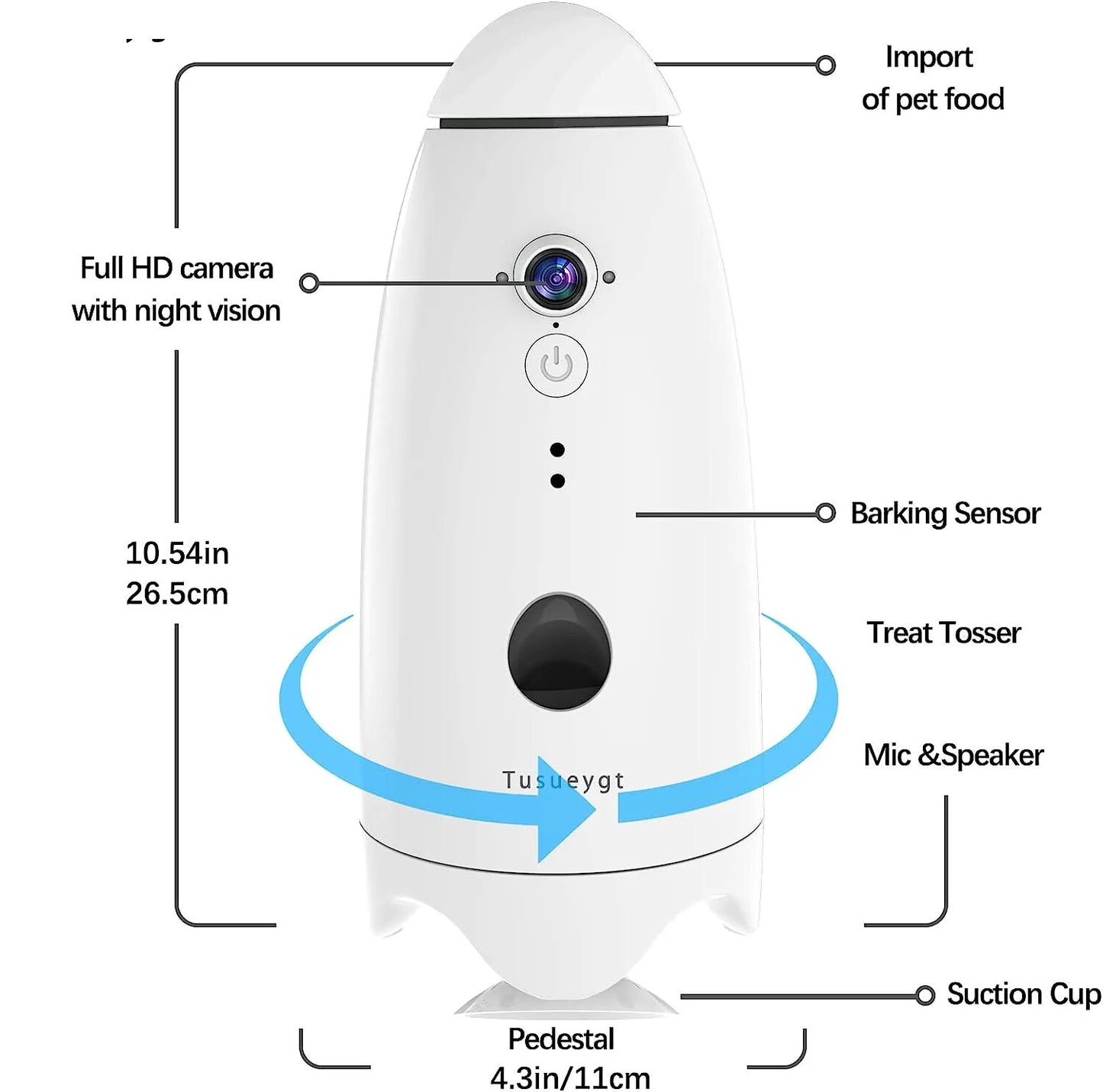 Smart 1080p Dog Camera - with Treat Dispenser 180°View Pet Treat Tossing Dog Camera with Phone App 2 Way Audio Android&iOS