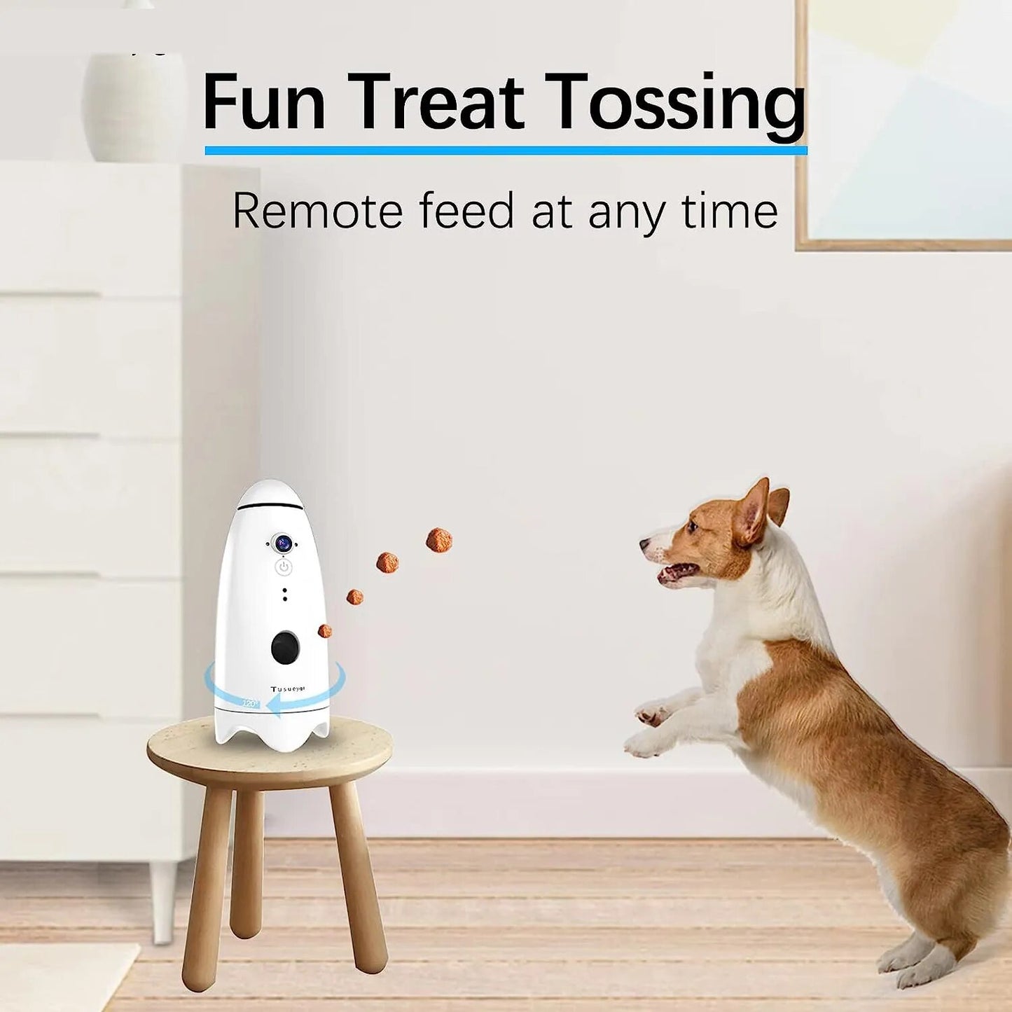 Smart 1080p Dog Camera - with Treat Dispenser 180°View Pet Treat Tossing Dog Camera with Phone App 2 Way Audio Android&iOS