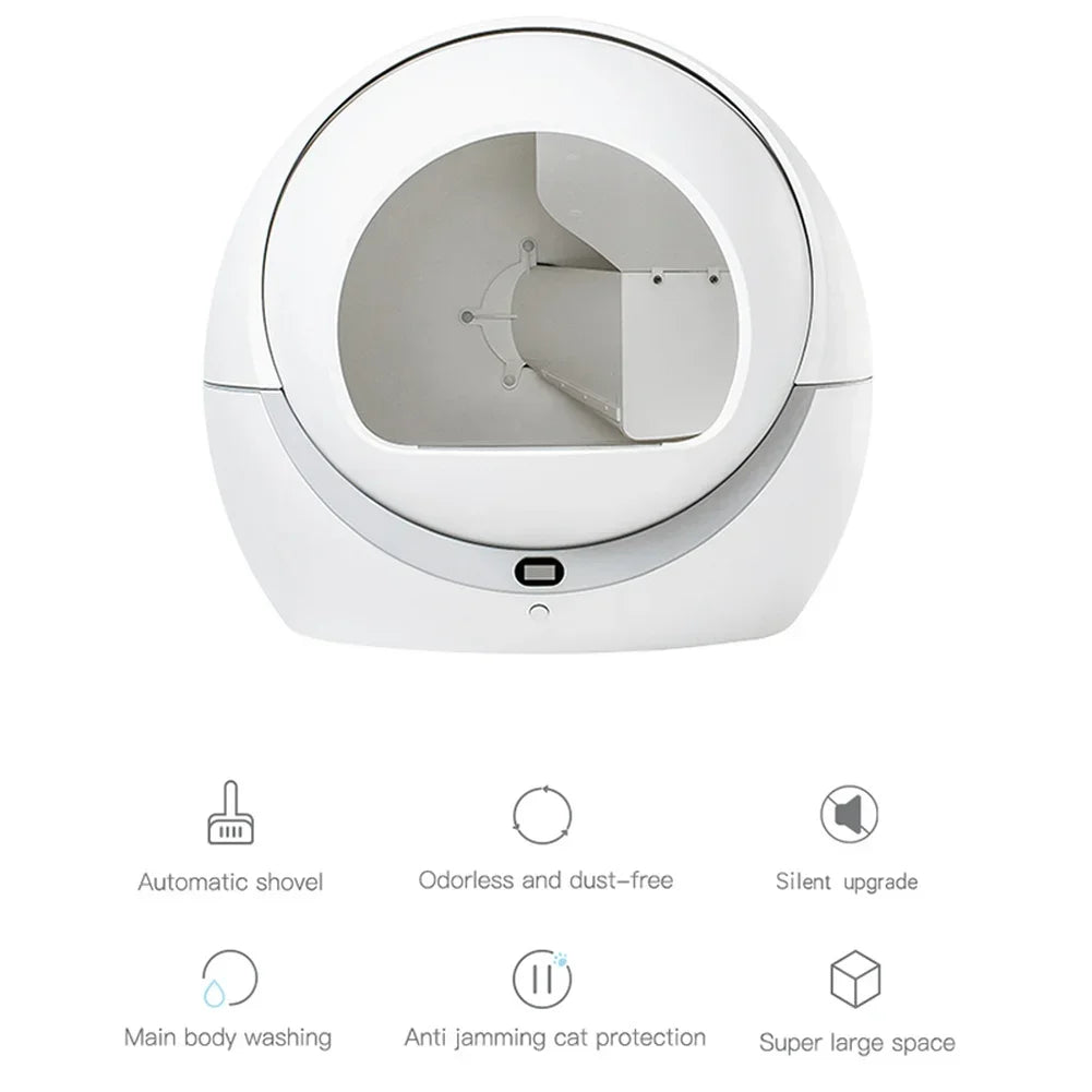 Automatic Cat Litter Box - Smart Self Washing Self Flushing Cat Tray Toilet Litter Bedpan Enclosed Inteligent Luxury Pet Washroom
