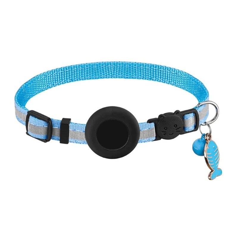 Reflective Cats Collar - Waterproof Pet Collar with Tracker-Holder & Bell Breakaway Pet Collar Safety & Adjustable Collar