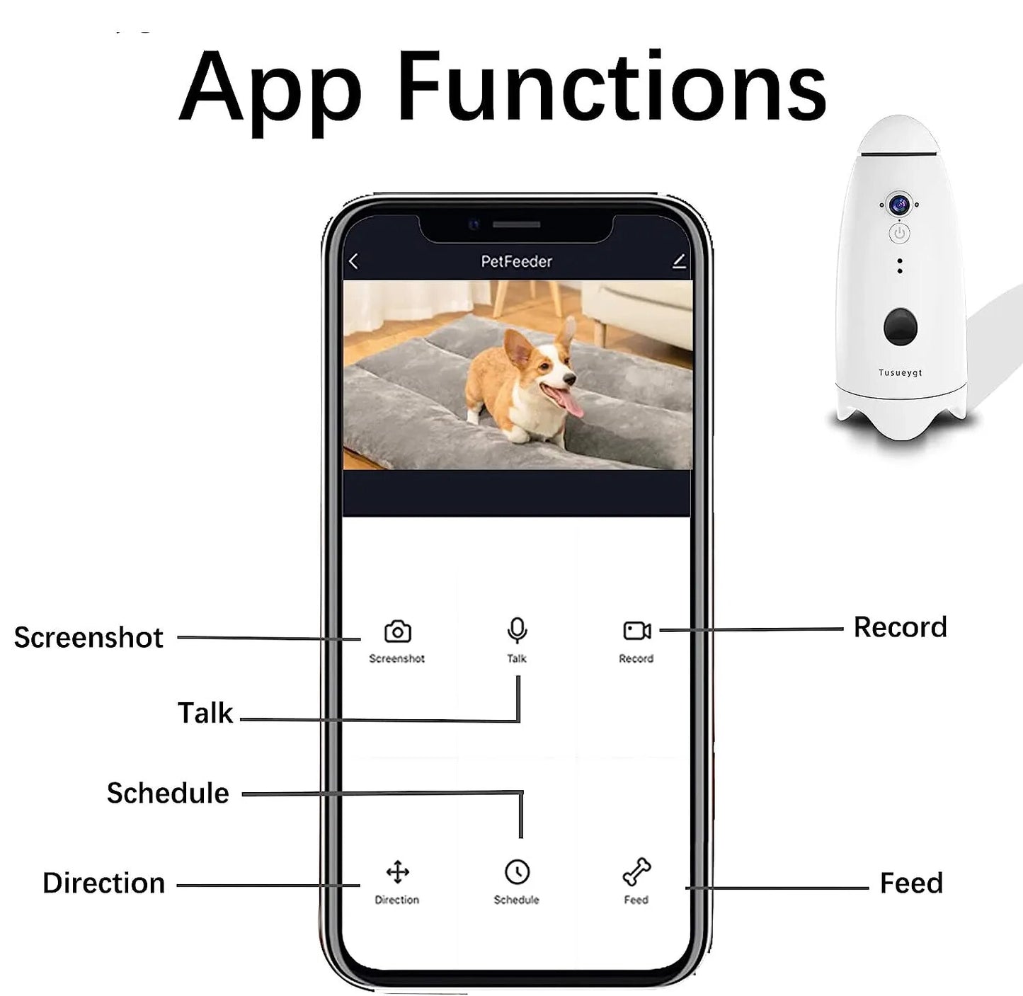 Smart 1080p Dog Camera - with Treat Dispenser 180°View Pet Treat Tossing Dog Camera with Phone App 2 Way Audio Android&iOS