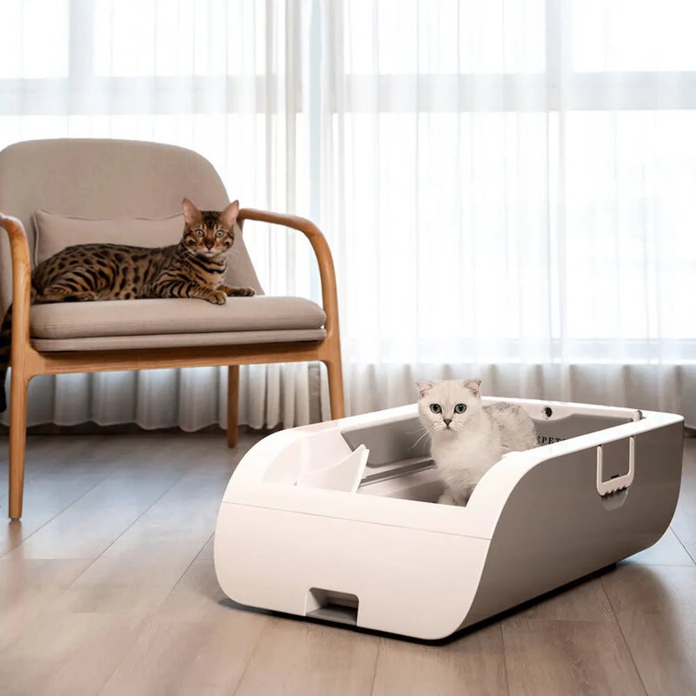 VOFORD Intelligent APP Cat Litter Box - Automatic Cat Toilet Deodorization Electric Shoveling Cleaning Plug / Battery 10 Days Standby