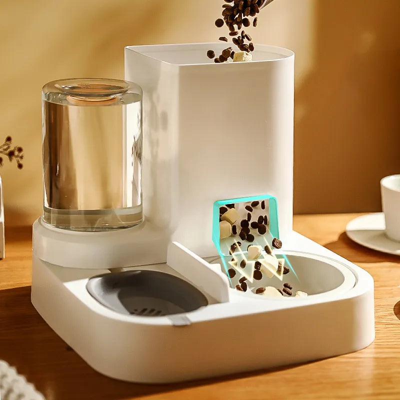 Kimpets Automatic Cat Feeder - Pet Drinking Water Large Capacity Water Dispenser Dry Wet Separation Food Container Pet Supplies