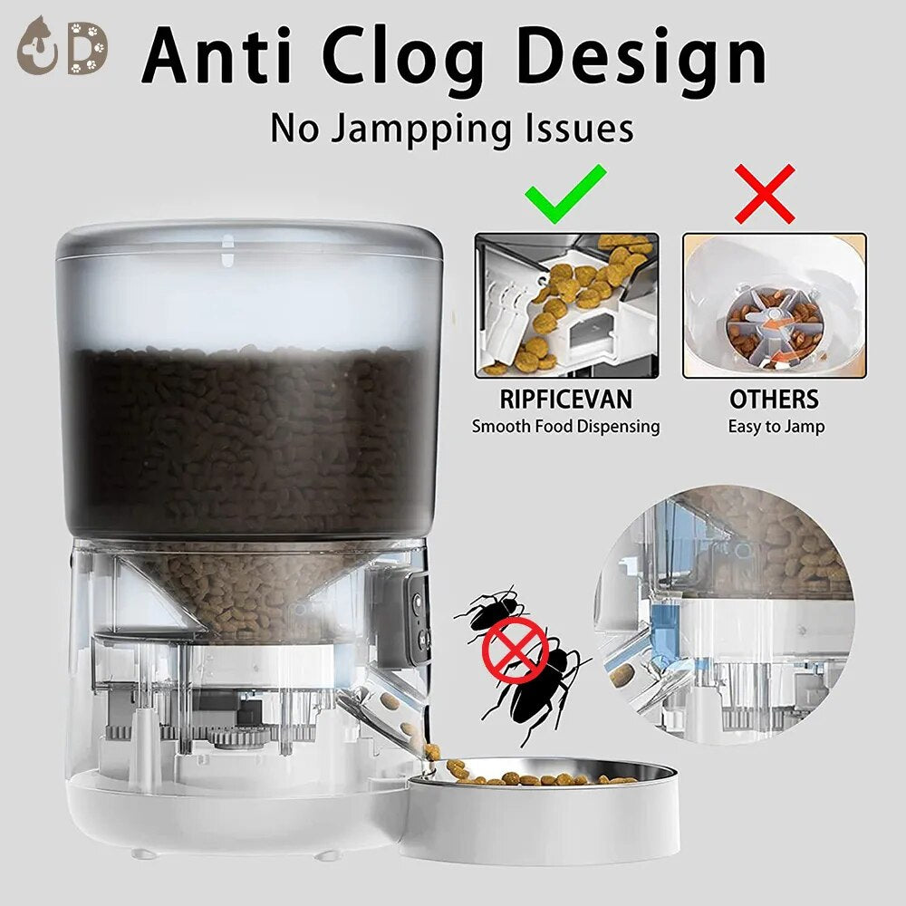 4L Automatic Cat Feeder - Pet Smart Cat Food Kibble Dispenser Timer Stainless Steel Bowl Auto Feeder For Cats Dog Accessories