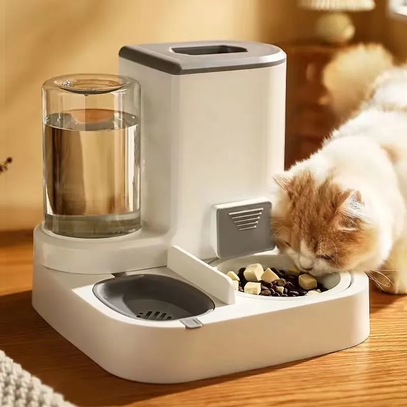 1L Water capacity + 2.2L Food storage capacity - Cat Bowl Automatic Feeder Large Capacity Food Storage Box with Water Dispenser Pets Food Container Feeder for Cats Feeding Bowls