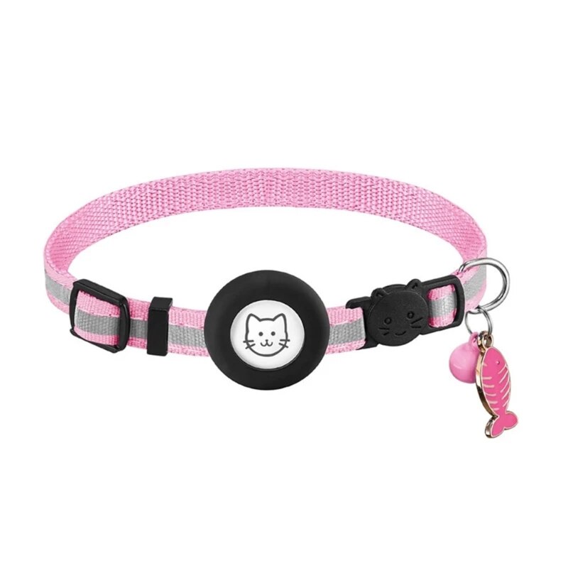 Reflective Cats Collar - Waterproof Pet Collar with Tracker-Holder & Bell Breakaway Pet Collar Safety & Adjustable Collar
