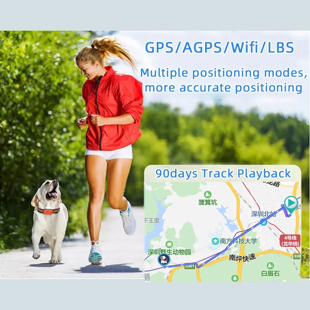 4G Pet Collar GPS Tracker - Electronic Geo-Fence for Dogs Cats IP67 Waterproof Real-time Anti-lost Alarm Tracking Device Locator
