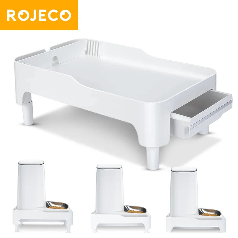 ROJECO Elevated Holder For Automatic Pet Feeders - Adjustable Height Suitable For Pets Cat Dog Feeder Bowl Accessories