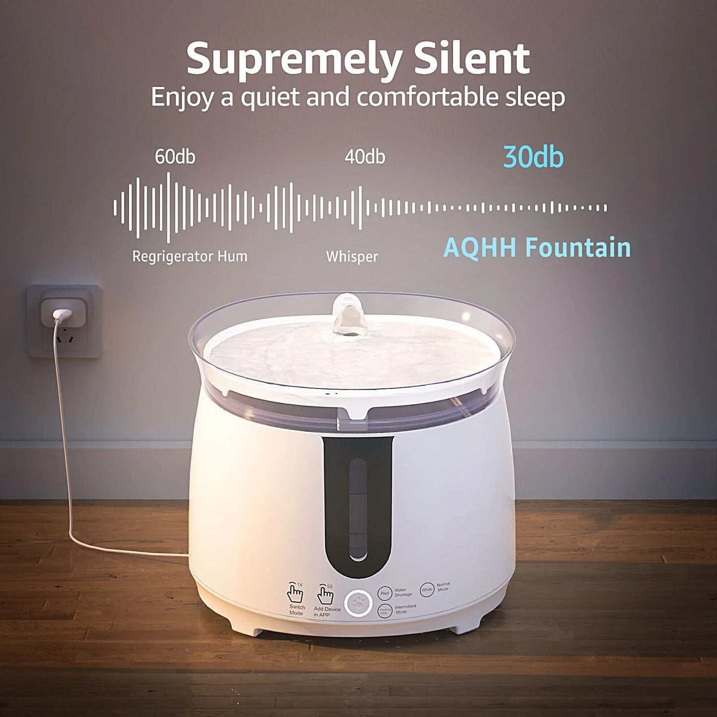 2L Cat Water Fountain - Auto Filter Wireless Smart Pet Cat Drinker Bowl 2L Recirculate Filtring Drinker for Cats pet Water Dispenser