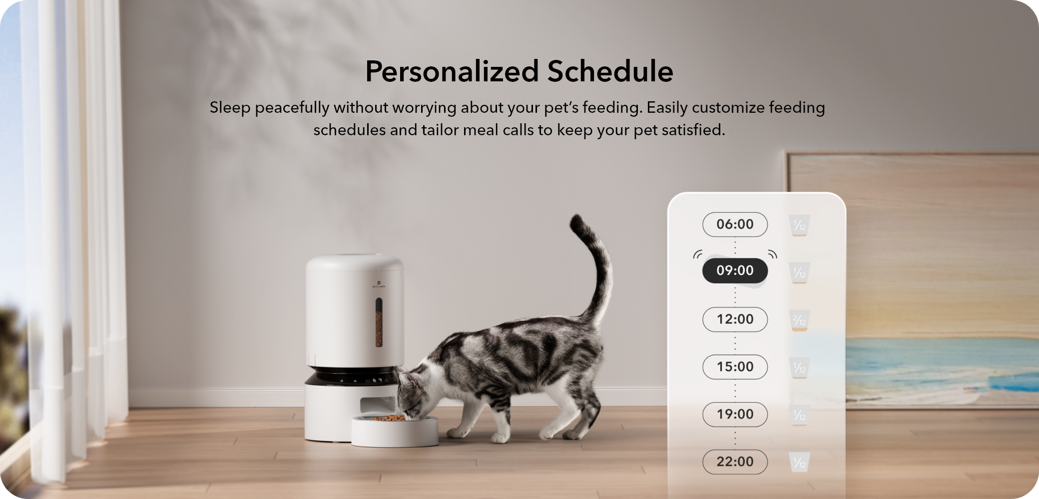 PETLIBRO 5L 5G WiFi Automatic Cat / Dog Feeder, Customize pet meal times: 6am, 9am, 12pm, 3pm, 7pm, or 10pm.
