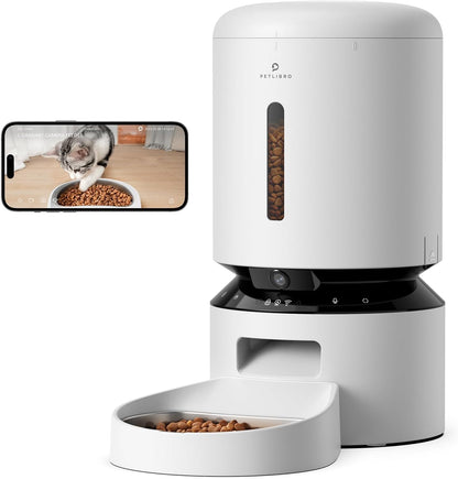 PETLIBRO Granary Camera Monitoring Feeder - 5L Automatic Cat Feeder with Camera, 1080P Night Vision, 5G WiFi  2-Way Audio, Low Food Sensor, Motion & Sound Alerts for Cat & Dog Single Tray