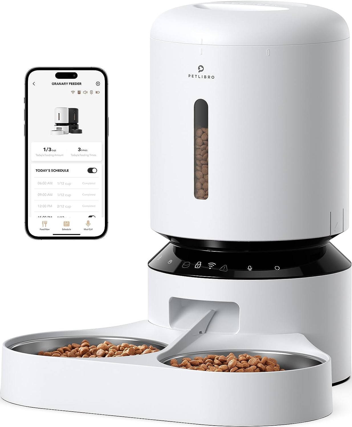 PETLIBRO Automatic Cat Food Dispenser - 5G WiFi Pet Feeder for Two Cats & Dogs with Remote Control, 5L Automatic Cat Feeders with Low Food Sensor, 1-10 Meals Per Day, Up to 10s Meal Call for Pets