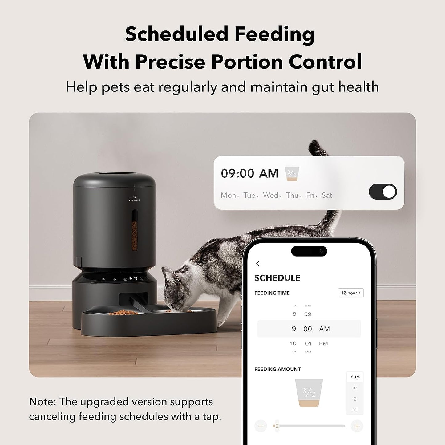 PETLIBRO Automatic Cat Food Dispenser - 5G WiFi Pet Feeder for Two Cats & Dogs with Remote Control, 5L Automatic Cat Feeders with Low Food Sensor, 1-10 Meals Per Day, Up to 10s Meal Call for Pets