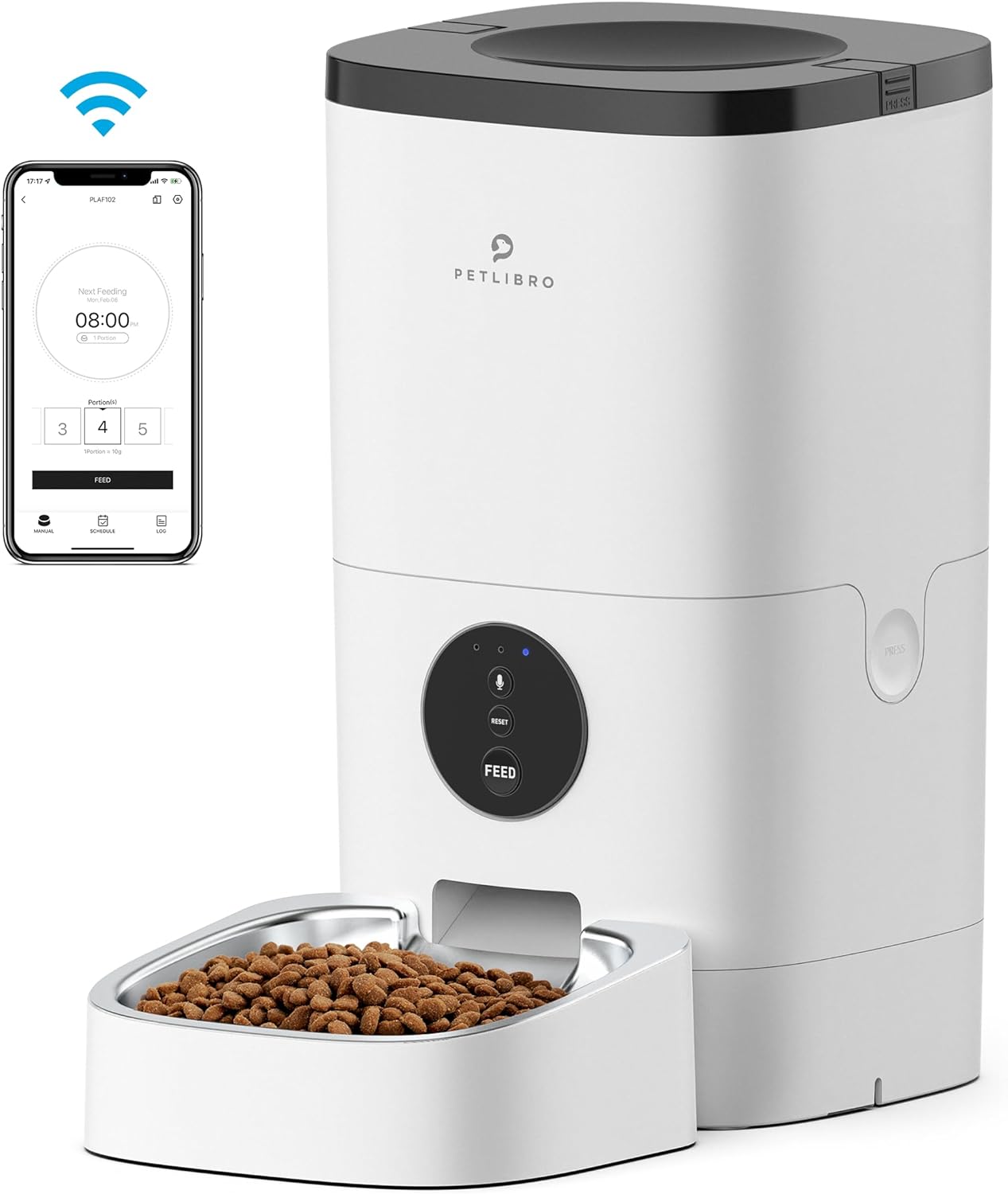 PETLIBRO 6L/4L Wifi Automatic Dog Feeder - Cat Food Dispenser with Customize Feeding Schedule, WiFi Automatic Cat Feeder with Timer Interactive Voice Recorder, Auto Dog Feeder for Cat Pet 1-4 Meals Dry Food