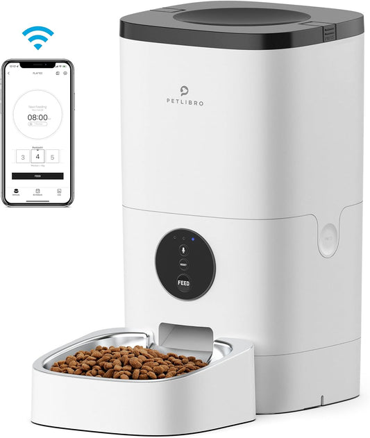 PETLIBRO 6L/4L Wifi Automatic Dog Feeder - Cat Food Dispenser with Customize Feeding Schedule, WiFi Automatic Cat Feeder with Timer Interactive Voice Recorder, Auto Dog Feeder for Cat Pet 1-4 Meals Dry Food