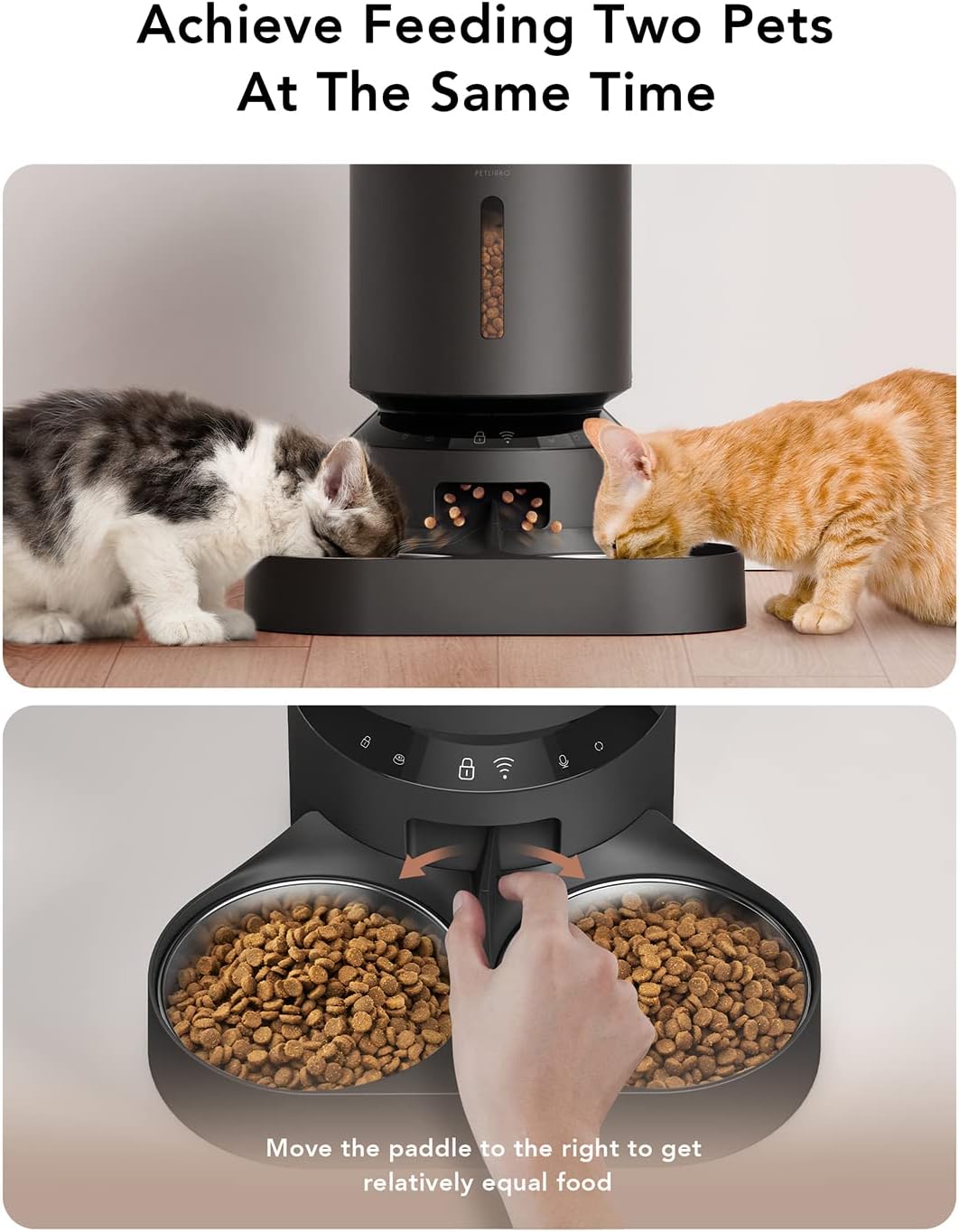 PETLIBRO Automatic Cat Food Dispenser - 5G WiFi Pet Feeder for Two Cats & Dogs with Remote Control, 5L Automatic Cat Feeders with Low Food Sensor, 1-10 Meals Per Day, Up to 10s Meal Call for Pets