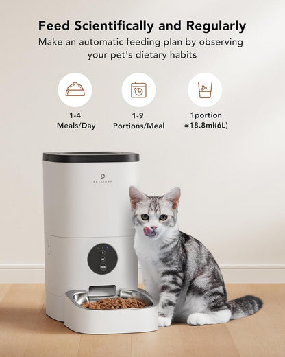 PETLIBRO 6L/4L Wifi Automatic Dog Feeder - Cat Food Dispenser with Customize Feeding Schedule, WiFi Automatic Cat Feeder with Timer Interactive Voice Recorder, Auto Dog Feeder for Cat Pet 1-4 Meals Dry Food