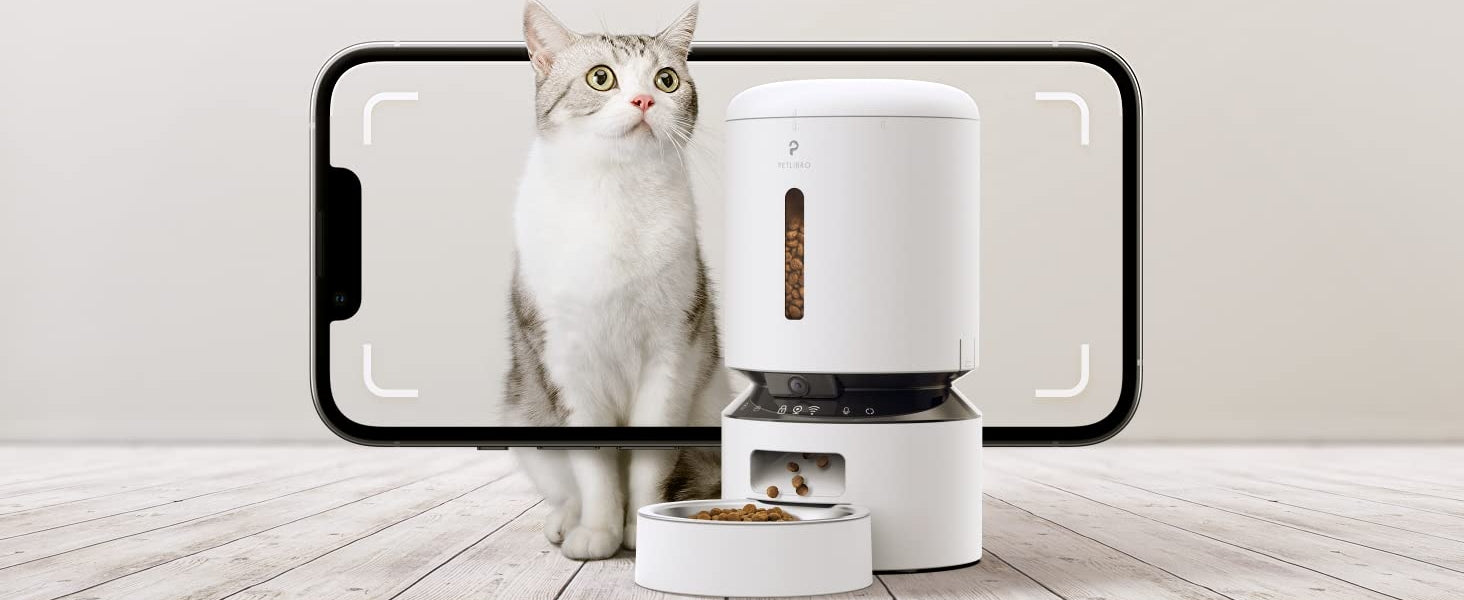 PETLIBRO 2L Automatic Cat Feeder, Automatic pet feeder with battery backup or wall power option for flexible use.