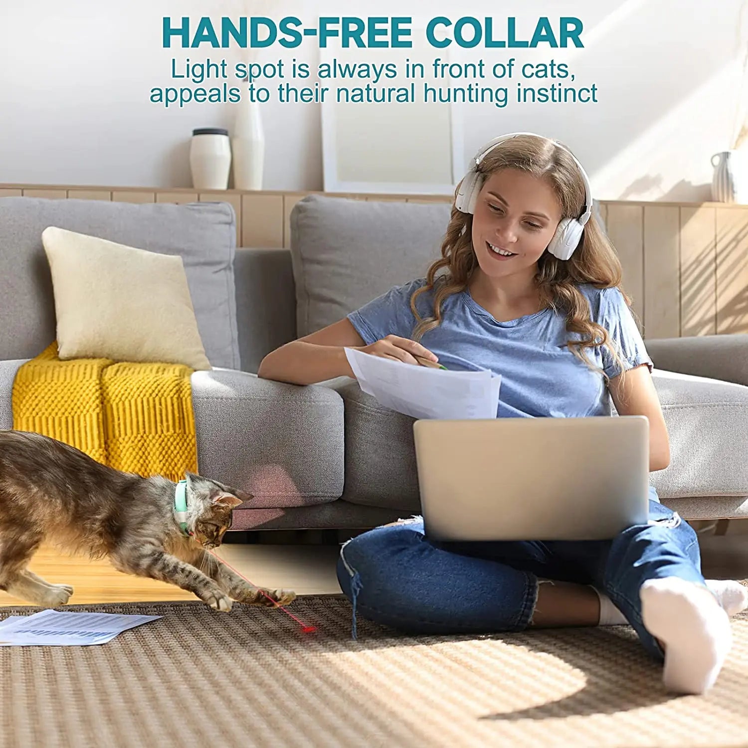 Wearable Cat laser Toy, Hands-free cat toy with automated laser light simulates prey, encouraging natural hunting behavior.