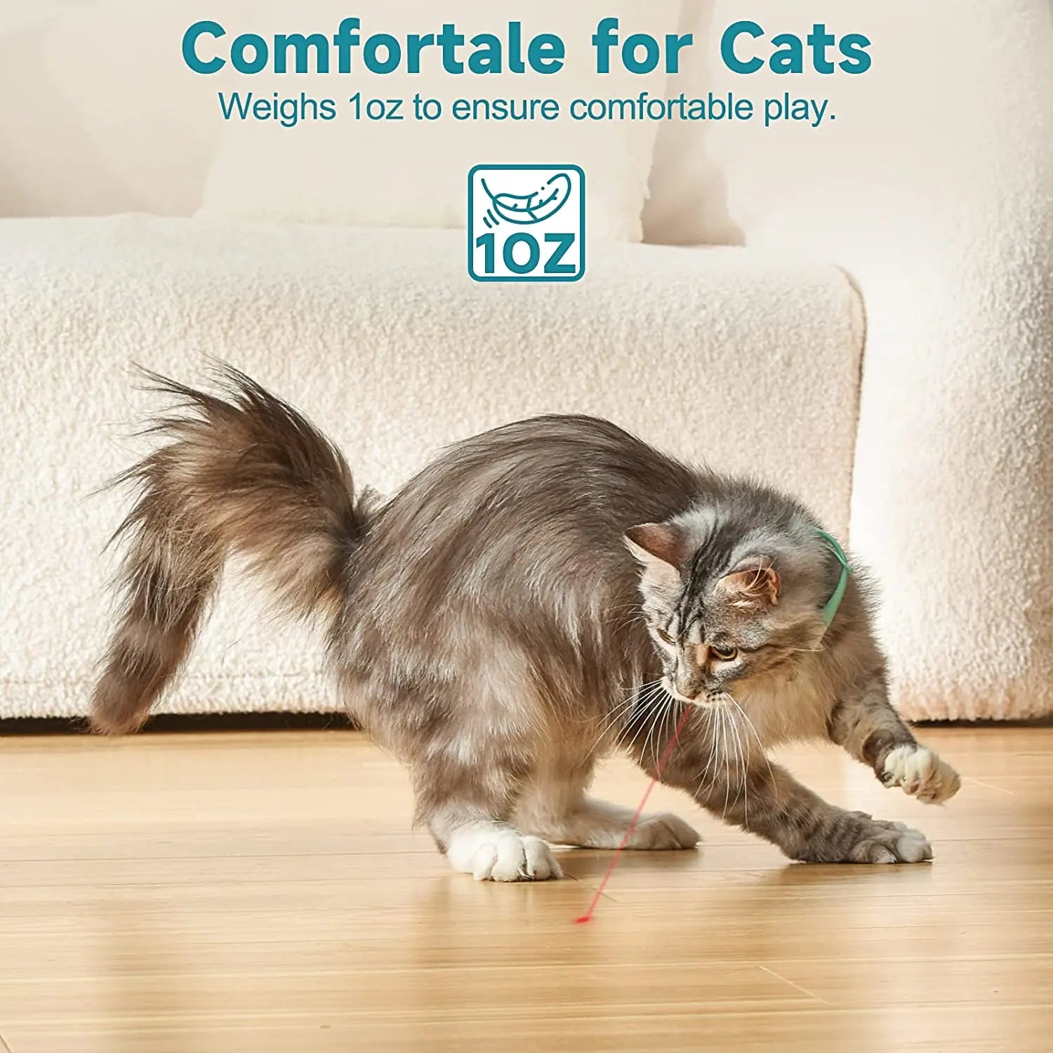 Wearable Cat laser Toy, Lightweight and comfortable collar for cats to wear during playful moments.