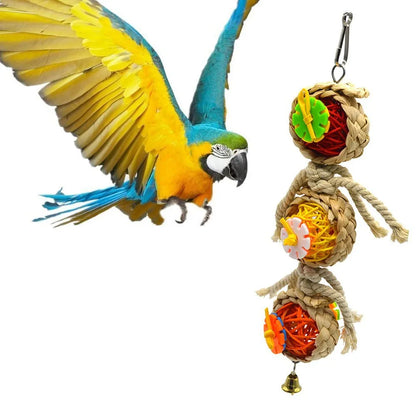 Parrot Shredder Toy - Dry Anti-biting Parrot Cage Foraging Toy Chewing Toy with Bell Parrots Toys And Bird Accessories For Pet Toy