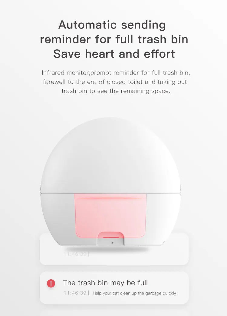 Automatic Cat Litter Box, Smart litter box tracks fill level, sends reminders to empty, and keeps you prepared.