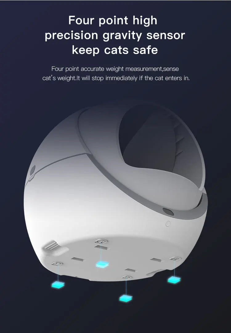 Automatic Cat Litter Box, Cat safety ensured with automatic shut-off upon entry or attempted re-entry.