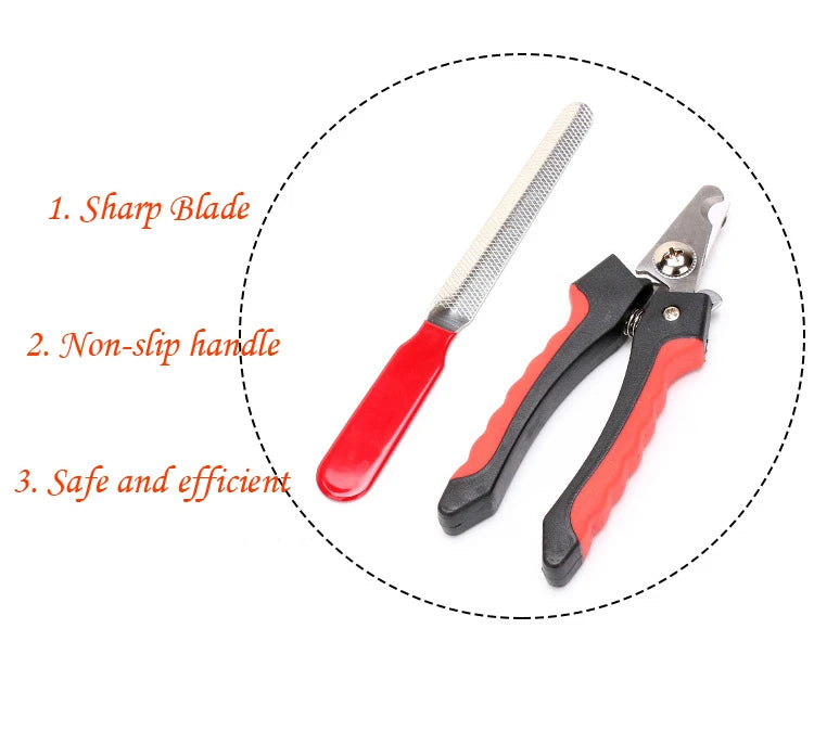 Pet Nail Clipper, Pet grooming tool with sharp blades and non-slip handle for trimming and grooming large dogs and cats safely.