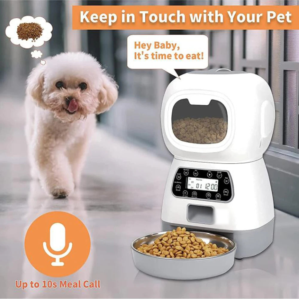 3.5L Automatic Pet Feeder, Pet feeder with eco-friendly ABS material and automated feeding system.