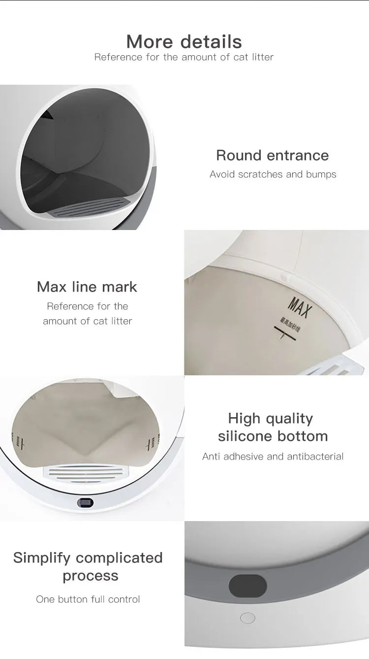 Automatic Cat Litter Box, Self-cleaning, scratch-resistant baby bathtub with simple controls and antibacterial design.