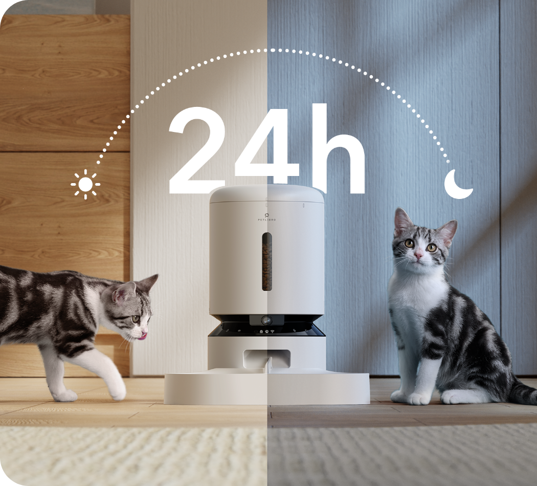 PETLIBRO 5L Automatic Cat Feeder, Smart meal monitoring system with motion and sound sensors.