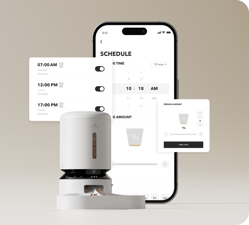 PETLIBRO 5L Automatic Cat Feeder, Automated cat feeder with camera for two cats, featuring night vision and app connectivity.