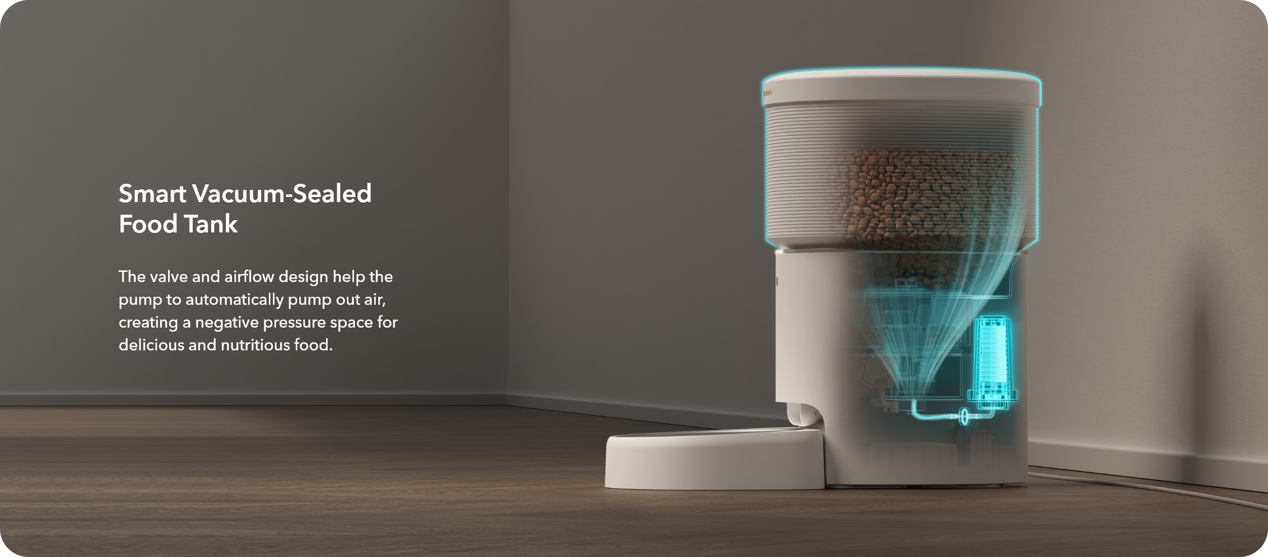 PETLIBRO Vacuum-Sealed Automatic Cat Feeder, Vacuum-sealed tank with unique valve and airflow keeps pet food fresh and nutritious.