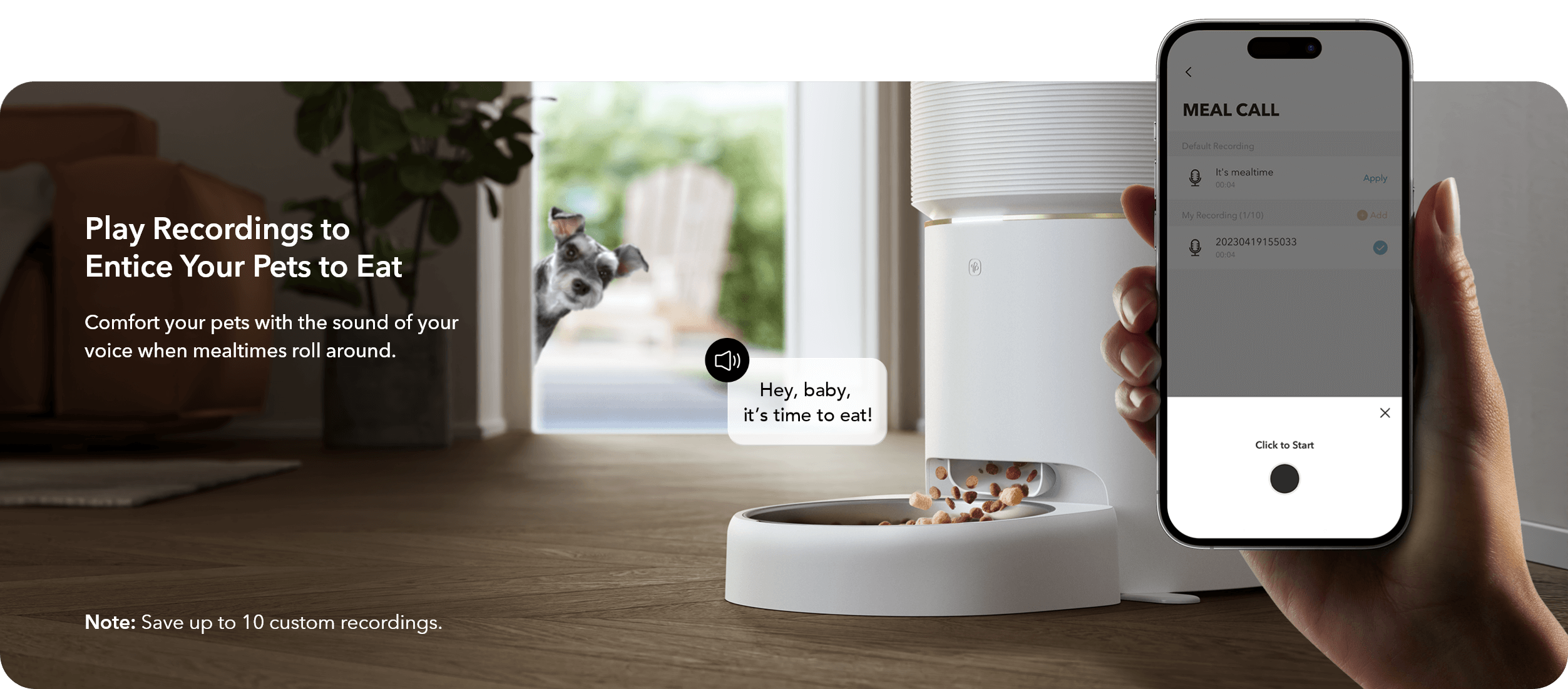 PETLIBRO Vacuum-Sealed Automatic Cat Feeder, Custom audio cues for pets: record soothing voices & sounds to entice them to eat.