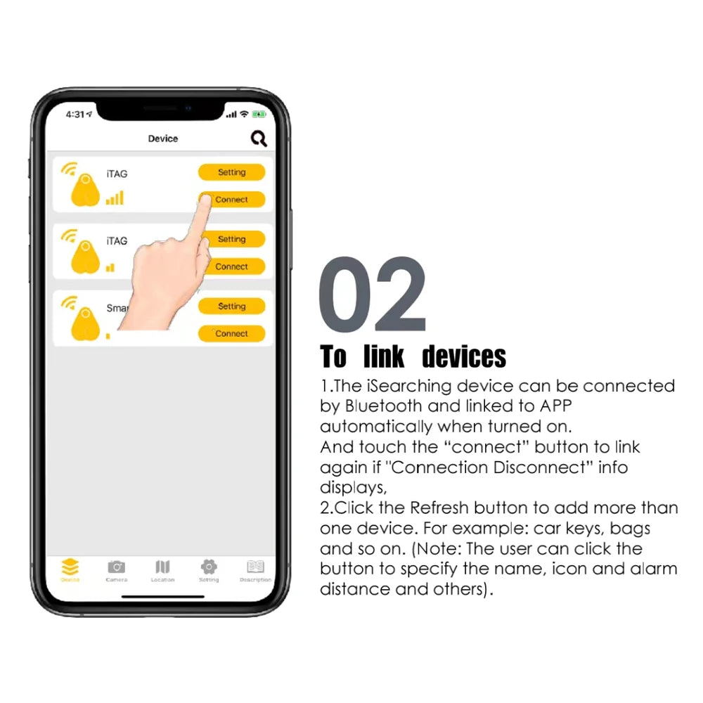 New Pet GPS Tracker Smart Locator, Connect devices via Bluetooth with app: turn on, click 'connect', and customize settings for a seamless experience.