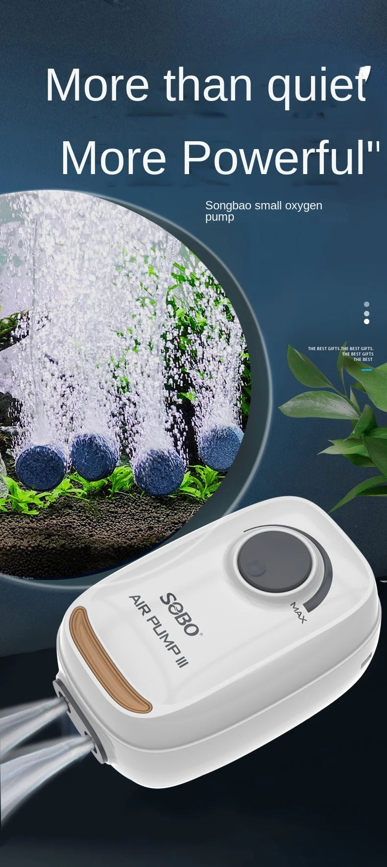 SOBO High Power 3W 6W Mute Oxygen Pump, Quiet oxygen pump for small fish tanks, perfect gift option.