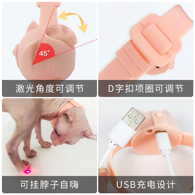 Pet Laser Cat Cheering Collar - LED Infrared USB Charging Cat Cheering Stick Cat Auto Hi Cat Toy