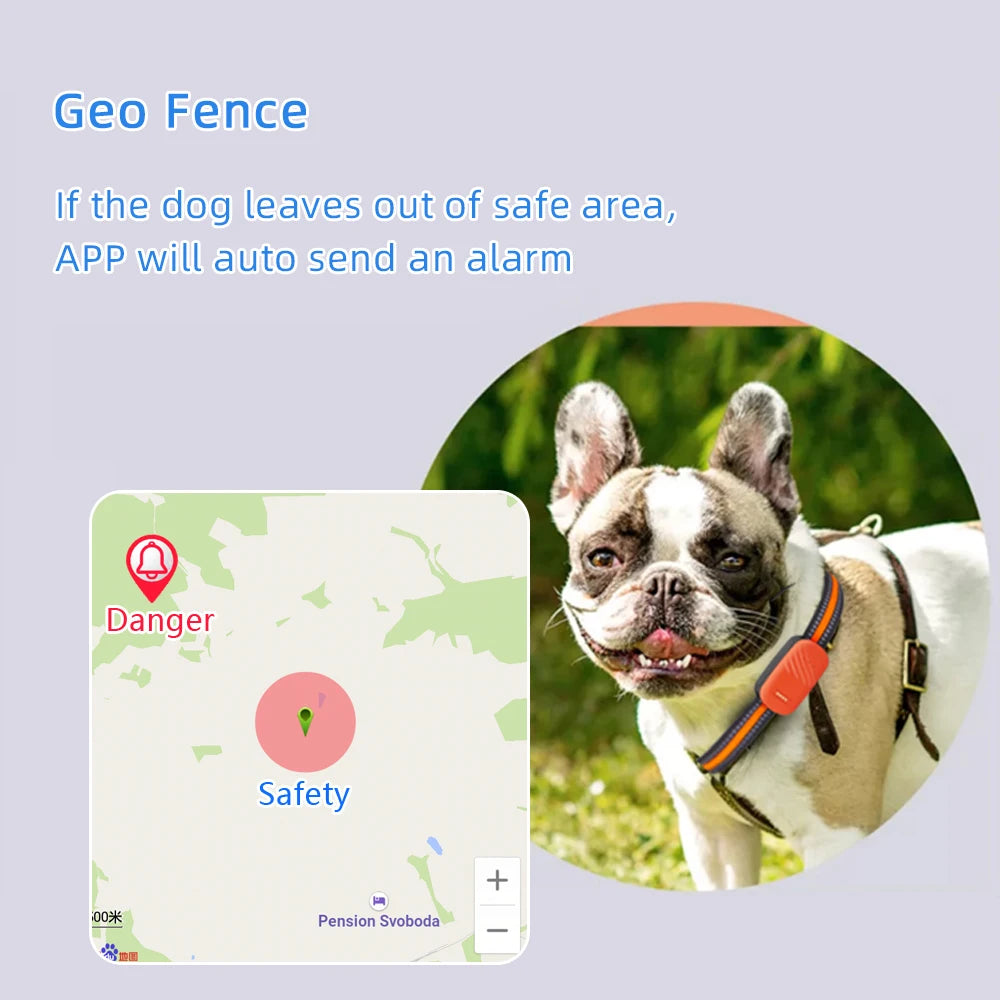 4G Pet Collar, Automated alerts sent if pet leaves designated safe area to ensure quick retrieval.