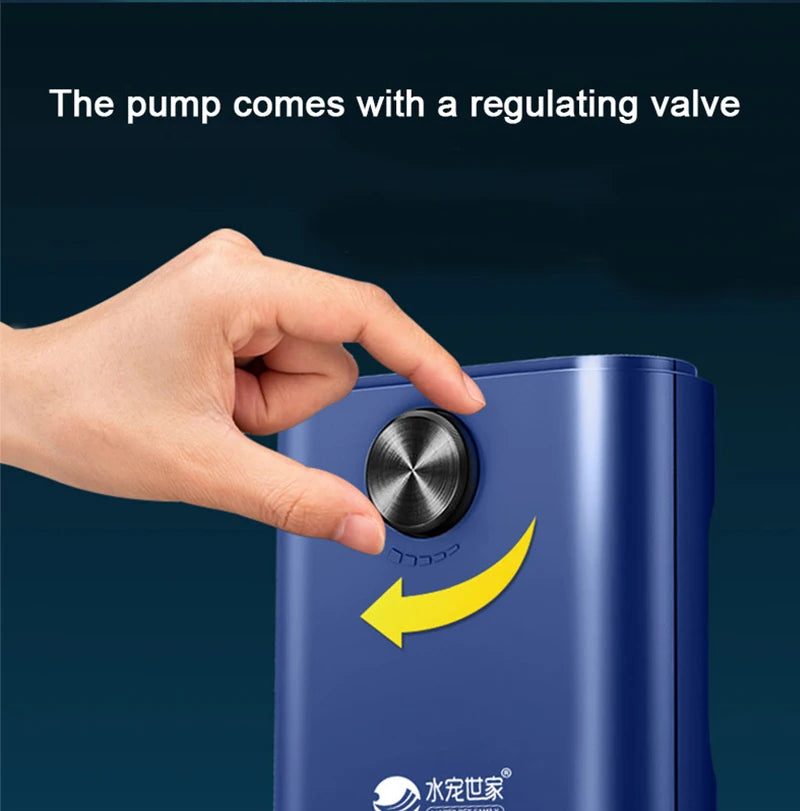 Silent Aquarium Oxygen Air Pump, Features a check valve for controlled air flow.