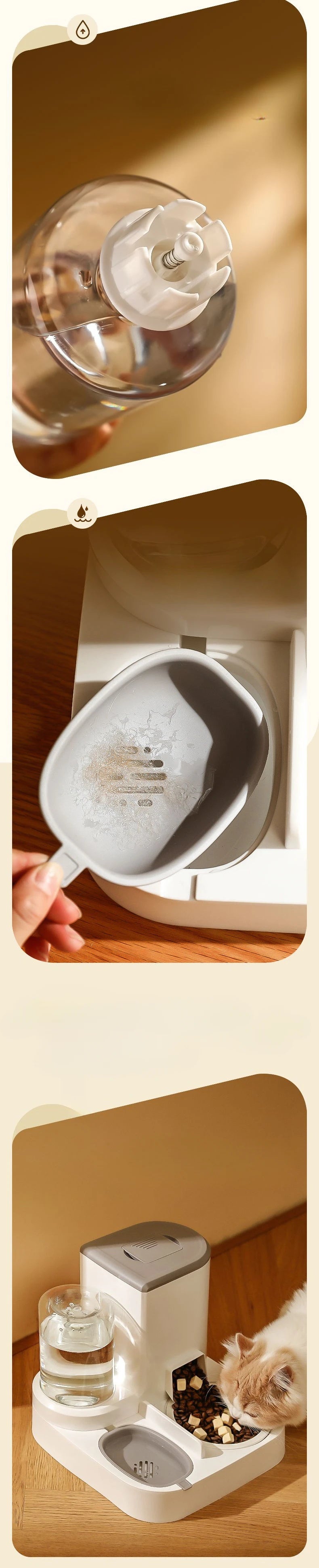 1L Water capacity  + 2.2L Food storage capacity , Stainless steel bowl with durable and easy-to-clean design.