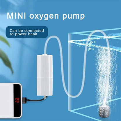 Aquarium Oxygen Air Pump - Portable USB Silent Air Pumps with Air Stone Fish Tank Aerator Mini Oxygen Pump Aquarium Accessories