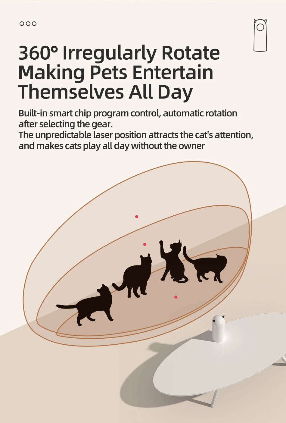 Interactive toy that automatically rotates and changes direction to entertain cats for hours.