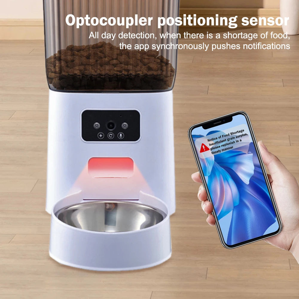 5L Automatic Cat Feeder, Smart Feeder Alerts: Instant Notifications for Low Food Levels