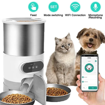 Smart APP 3L Pet Feeder - Cat And Dog Food Automatic Dispenser Suitable For Small And Medium-Sized Cats And Dogs Remote Feeding